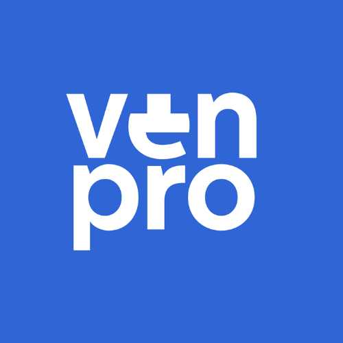 A blue background with the words ven pro on it